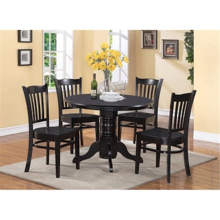 Latestluxury SG5-BLK-W 5 Piece Shelton Round Table and 4 Groton Chairs in Black Finish LA143159